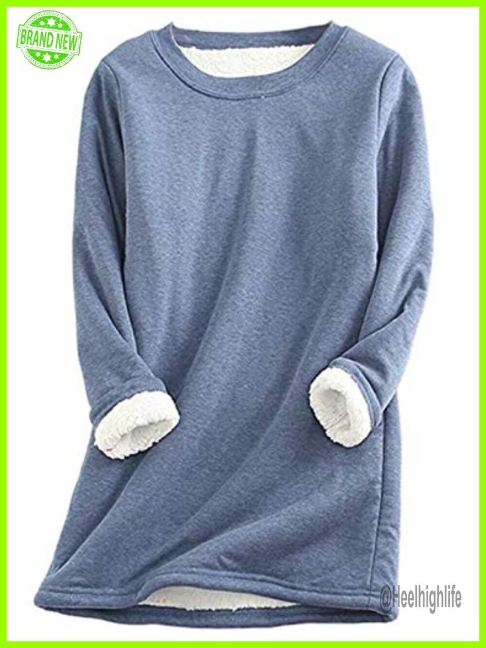 Sherpa Lined Fleece Crewneck Sweatshirt Pullover Loungewear